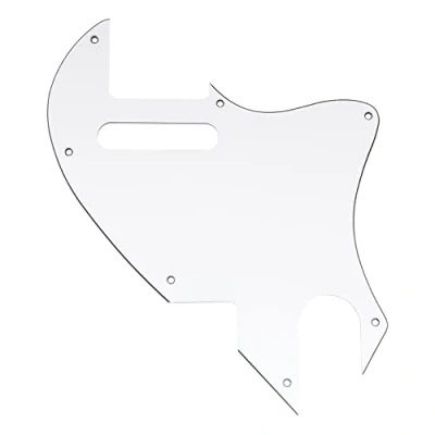 Image of Musiclily Pro 7 Holes Guitar Pickguard for Fender F Hole Hybrid Tele Style Electric Guitar, 3ply White