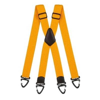Image of Olata Heavy Duty X Shape Braces/Suspenders with Plastic Carabiner Clips 4cm. Yellow