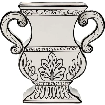 Image of Kare Favola Design Vase, Black/White, Flower Decorative Vessel for Flowers, Table 24 cm