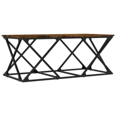 Image of vidaXL Coffee Table Modern Smoked Oak Finish with Engineered Wood Composition and Sturdy Metal Frame for Living Room or Lounge Area
