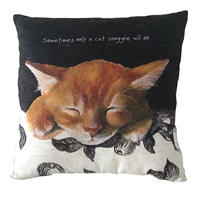 Image of Only A Cat Snuggle Will Do Cushion Little Dog Laughed Gift 40cm x Square LDCUS11