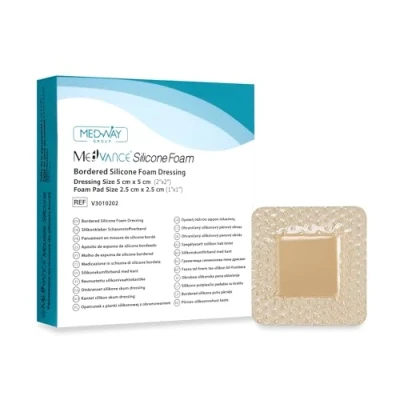 Image of MedVanceTM Silicone Bordered Adhesive Foam Dressing Size 5 cm x (2.5 2.5 Pad), Box of dressings