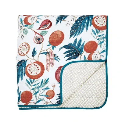 Image of Sanderson Jackfruit Quilted Throw Indigo &amp; Papaya