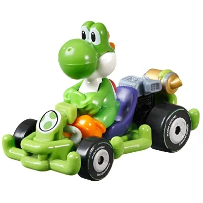 Image of Hot Wheels Mario Kart Figure Yoshi Dinosaur Pipe Frame 1:64