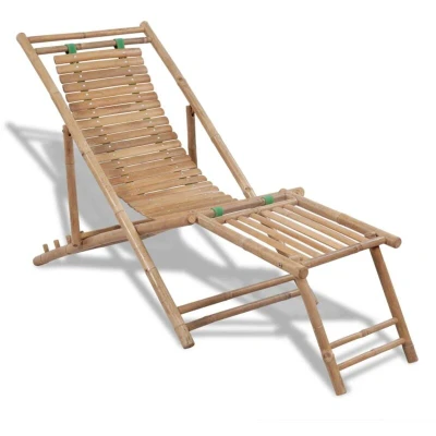 Image of vidaXL Outdoor Deck Chair with Footrest Bamboo