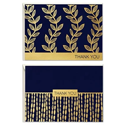 Image of Hallmark Thank You Cards Assortment, Navy and Gold (50 Notes with Envelopes for Wedding, Bridal Shower, Baby Business, Graduation),Navy &amp;