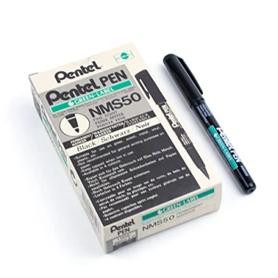 Image of Pentel Permanent Marker Xylene/Toluene free Fine Tipped 0.8mm Line Black Ref NMS50 A [Pack of 12]