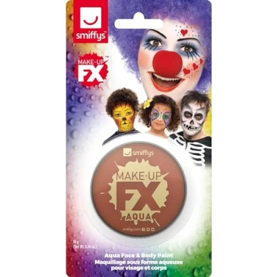 Image of Smiffys Make Up FX, on Display Card, Light Brown Aqua Face and Body Paint, 16ml, Water Based, Cosmetics Disguises Fancy Dress, All Dress &amp; Disguises.
