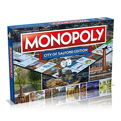Image of Winning Moves Salford Monopoly Board Game, Advance to Saint Philips Chapel, University of and Lads Club trade your way success, 26 players makes a great gift for ages 8 plus