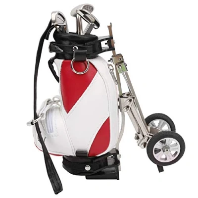 Image of Mini Golf Bag Pen Set, Gadget Desktop and Gift Set Holder 3 Ballpoint Pens for Desk Ornament Gifts