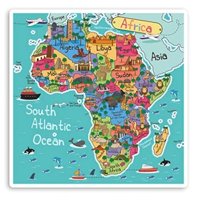 Image of 2 x 10cm Africa Map Vinyl Stickers African Travel Luggage Sticker #30620 (10cm Wide)