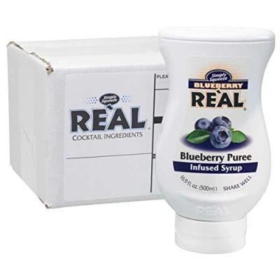 Image of RE&#039;AL Syrups Blueberry Puree Infused Fruit Syrup, Great for Cocktails, Cooking, Baking and Desserts, 500ml