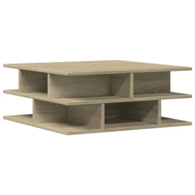 Image of vidaXL Sonoma Oak Coffee Table Engineered Wood Square Side for Living Room, Office, Lounge with Storage, Durable and Moisture Resistant