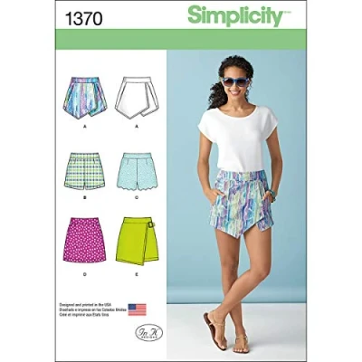Image of Simplicity Sewing Pattern 1370: Misses&#039; Shorts, Skort and Skirt, Size, Paper, White, D5 (4 6 8 10 12)