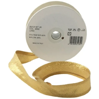 Image of Inastri 25/5/ 5 mm Lurex Bias Binding, Gold 9562