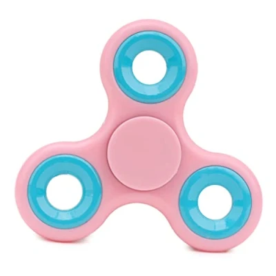 Image of Toyland® Fidget Hand Spinner Stress and Anxiety Relief Assorted Colours (Pink &amp; Blue Rings)