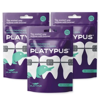 Image of Platypus Dental Floss Sticks, Suitable for Cleaning Brace Bridges, to Keep Teeth and Gums Clean, Tooth on The Go 3 x 30 Pack