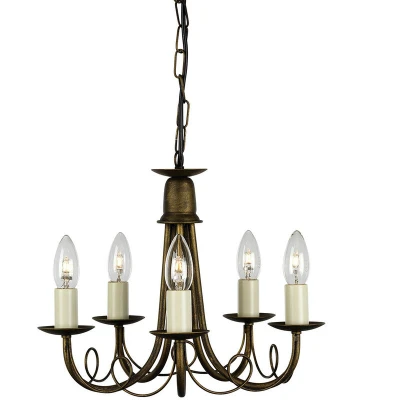 Image of Minster 5 Light Chandelier Black, Gold Finish, E14