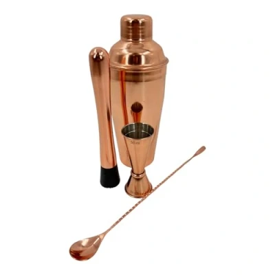 Image of Premium Stainless Steel Cocktail Shakers Set,Cocktail Making Kit, Set, Shaker, Jigger, Muddler, Strainer, Pourers, Mixing Spoon, Bar Blade &amp; More (Copper, 4 Piece)