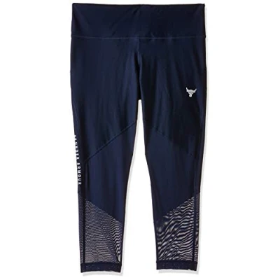 Image of Under Armour x Project Rock HeatGear Blue Womens Mesh Crop Leggings 1351101 408