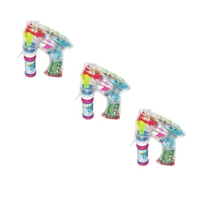 Image of PNJB, Automatic Bubble Ray Gun Fun Light Up Flashing, LED Machine Kids Blower Outdoor Garden Toy (3Pcs)