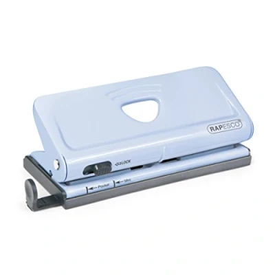 Image of Rapesco 1323 Adjustable 6 Hole Organiser/Diary Punch, 10 Sheet Capacity, Powder Blue