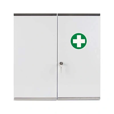 Image of Reliance Medical Budapest Medicine Cabinet Lockable, Wall Mounted Metal First Aid Storage, 46x30x14 cm, Home/Office, with Safety Lock &amp; Keys