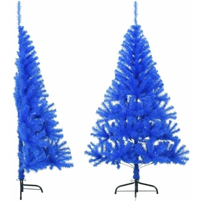 Image of vidaXL Artificial Half Christmas Tree with Stand Blue 150 cm PVC