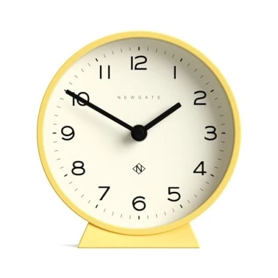 Image of NEWGATE® M Mantel Silent Sweep Clock &#039;No Tick&#039; A Modern Mantelpiece Small Clocks Minimalist Dial (Cheeky Yellow)