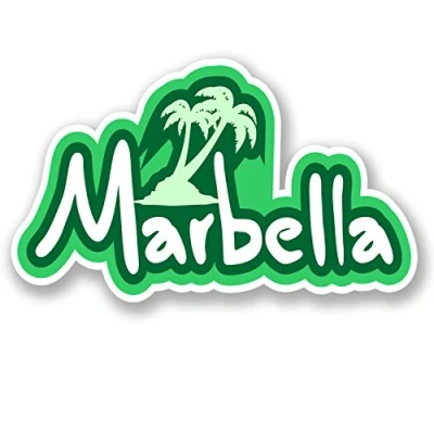 Image of 2 x 10cm Marbella Vinyl Sticker Bike Laptop Car Flag Luggage Tag Palm Tree #5546 (10cm Wide 6cm Tall)