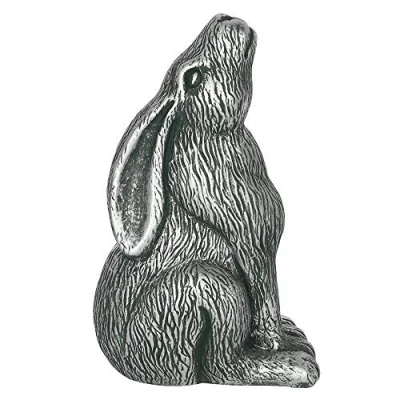 Image of Gloriously Good Silver Terracotta Moon Gazing Hare Garden Ornament