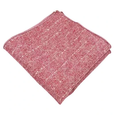 Image of DB Dickie Bow Luxury Wool Pocket Square (Red Herringbone) suitable for formalwear, office, weddings, parties, grooms &amp; groomsmen outfits