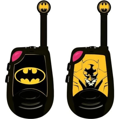 Image of Lexibook, Batman, Digital Walkie Talkies, 2 km Transmission Range, Morse Light Function, Belt Clip for Transport, Battery operated, Black/Yellow, TW25BAT