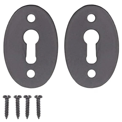 Image of EAI Oval Keyhole Cover Escutcheon 51x34mm Black Antique Iron Pack of 2