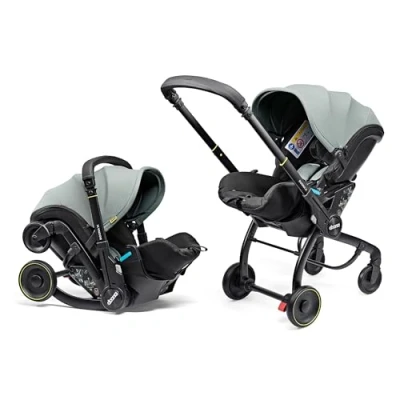 Image of Doona X Baby Car Seat &amp; Travel Stroller Dusty Sage Convertible 0+ and Pram with 3 Recline Positions Ergonomic Pushchair System ISOFIX Base Sold Separately