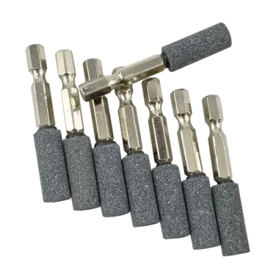 Image of Luo ke 8 Pcs 10mm Cylinder Shape Rotary Grinding Stone 1/4&#039;&#039; Hex Shank Abrasive Mounted Point for Tools Drill