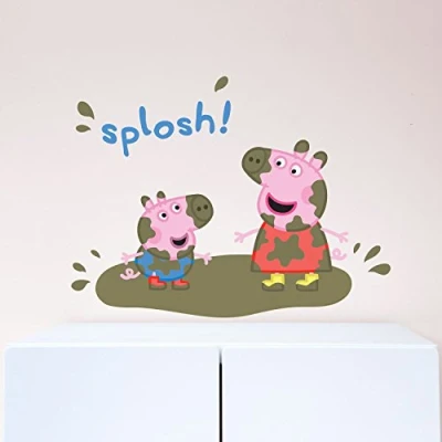 Image of Peppa Pig and George splosh wall stickers (Regular Blue) Official range