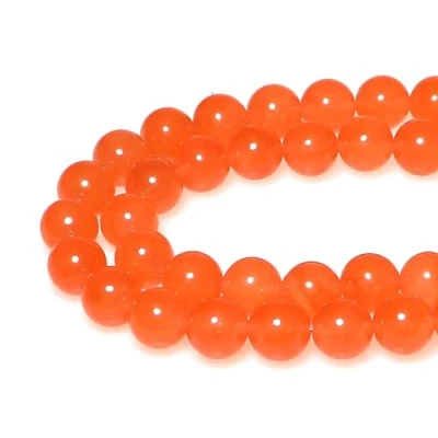 Image of MJDCB Round Stone Beads 6mm Orange Jade Loose Gemstone for Jewelry Making Bracelet Necklace 60pcs