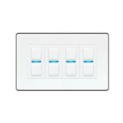 Image of Lightwave LP24WHMK2 Smart Dimmer with Energy Monitoring, 4 Gang, White Metal Works Alexa, Google Assistant, HomeKit. iOS &amp; Android Compatible