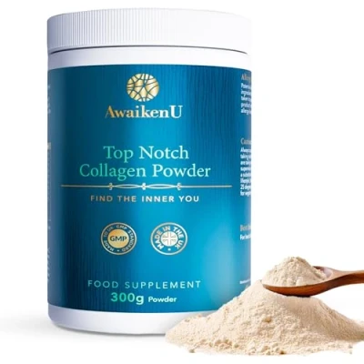 Image of High Strength hydrolysed Marine Collagen Powder 10,000mg with Hyaluronic Acid, Vitamin C, Riboflavin, Biotin and Niacin, Healthy Skin. Nails, Hair Joints. Unflavoured UK