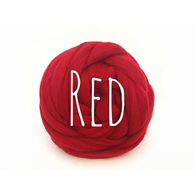 Image of Colorful Passions Chunky Wool Red for arm Knitting Blanket Weaving Felting Jumbo Yarn Giant Soft 250g (0.55lb)