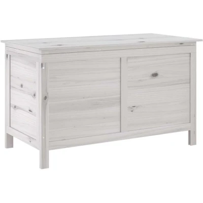 Image of vidaXL White Garden Storage Box Durable and Sturdy Solid Fir Wood Outdoor Solution Ample Space, Ventilated Design Patio, Deck, Essential