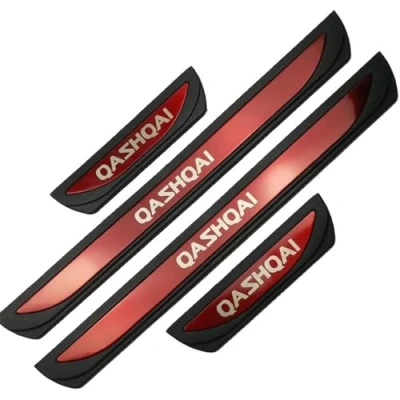Image of 4 Pcs Stainless Steel Car Scuff Plate for Nis san QASHQAI J10 J11 2016 2022 Door Sill Protector Anti Scratch Kick Plates Styling Decoration Accessories,Red