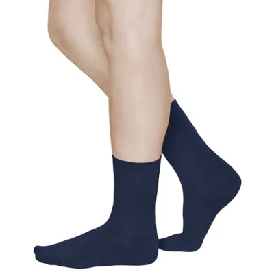 Image of vitsocks Women&#039;s MERINO Wool Everyday Fine Warm Socks (3 PAIRS) Soft Breathable Comfortable, 3 pack: solid navy blue, 2.5 5.5