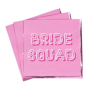 Image of Neviti 775950 Bride Squad Napkin 16 Pack Paper Napkin, Pink, 16.5 x 0.1