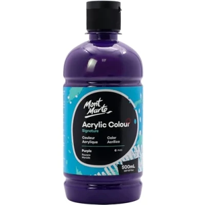 Image of MONT MARTE Signature Purple Acrylic Paint, 16.9oz (500ml), Semi Matte Finish, Suitable for Canvas, Wood, Fabric, Leather, Cardboard, Paper, MDF and Crafts