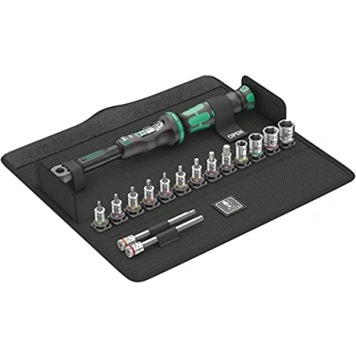 Image of Wera Bicycle Set Torque 1 Click adjustable wrench set, 1/4&quot; square drive, 2.5 25Nm, 16pc, 05004180001, Black