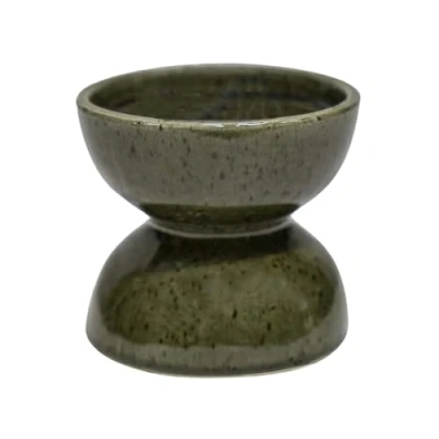 Image of Ivyline Bowen Pillar Candle Holder in Moss with Stable Base Modern Elegant Home Decoration H9 x D9 cm