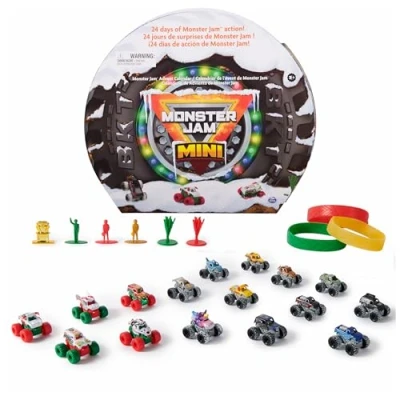 Image of Monster Jam Mini Christmas Advent Calendar, 24 Days of Trucks and Accessories, 1:87 Scale, Kids’ Toys for Boys Girls Ages 3 up