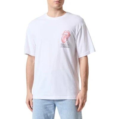 Image of ONLY &amp; SONS Men&#039;s Onsrollingstones RLX Ss Tee T Shirt, White, XS